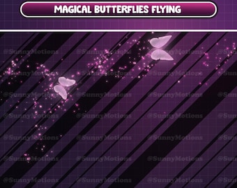 Animated Stream Decoration: Magical Glowing Pink Butterflies Bliss Flying Around Twitch Overlay, Fall Night, Mystical Forest Fairy Vtuber...