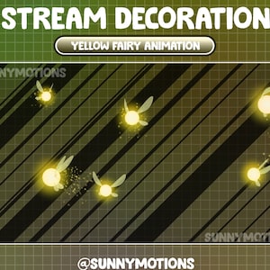 Animierte Stream Dekoration Magisches Gelbe Sonne Fee Thema, Kawaii Twitch Overlay, Lo-fi Ästhetik, Feen Glühwürmchen Vtube Accessoire Add-on