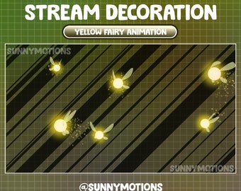 Animated Stream Decoration Magical Yellow Sun Fairy Theme, Kawaii Twitch Overlay, Lo-fi Aesthetic, Faeries Fireflies Vtube Accessory Add-on
