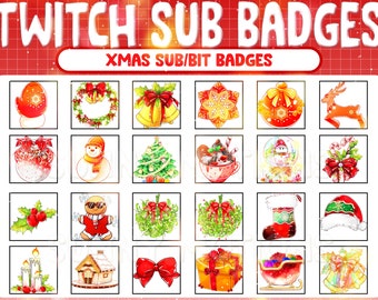 Insignias de suscripción de fidelidad de Twitch para decoración navideña / Emoticones Kawai de vacaciones de Navidad / Año Nuevo: Bola de cristal, Casa de dulces, Gorro y calcetín de Navidad, Navidad