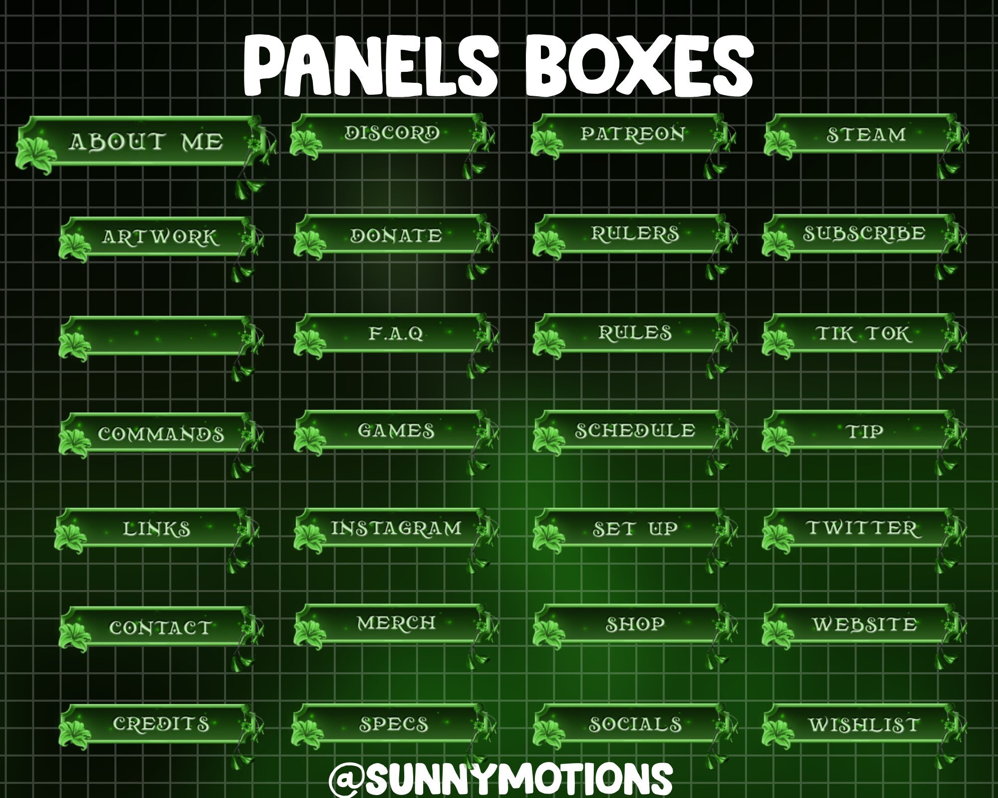 Table Weapons Overlay ANIMATED Twitch Overlay Stream Package: Green Katana & Lilies Flowers ...