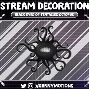 Animated Stream Decoration: Black Cat Halloween God's Eyes, Horror Eyes Of Tentacles Octopus, Celestial Dark Night Monster Eye Twitch Add on