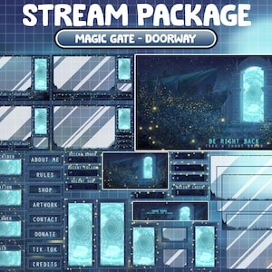 ANIMATED Twitch Overlay Stream Package / Magical Gate / Fantasy Mysterious Themed / Passageways Into Dimensional Universes / Doorways Stairs