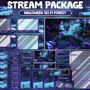 ANIMIERTES Twitch Stream Paket / Geister Geist Elfenwald / Fantasy Landschaft / Ruhiger Märchen Fluss / Wilde Sci-fi Blumen auf einer schwimmenden Insel