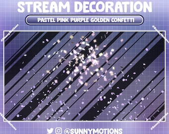 6 Animated Stream Decoration: Pastel Pink Purple Gold Confetti Shooting, Falling Happy Birthday Party, Celebrate, Anniversary, Twitch Add on