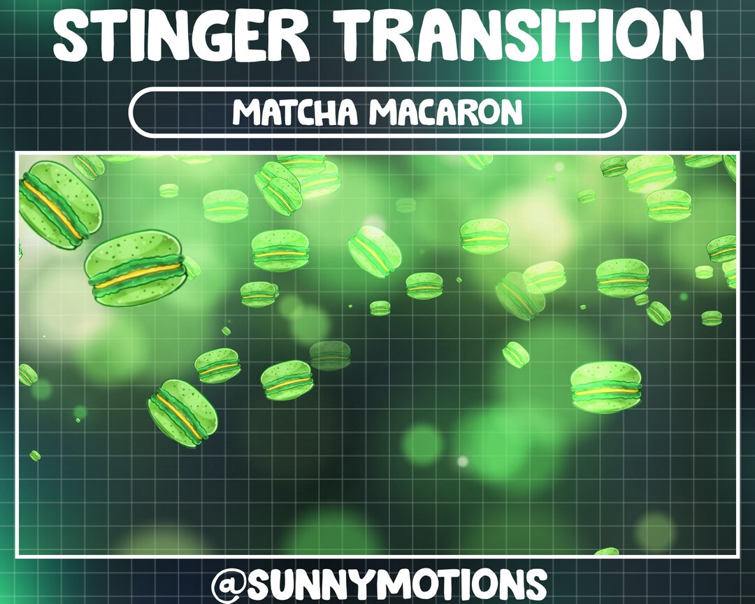 Matcha Macaron Animated Twitch Scene Stinger Transition / Kawaii Green ...