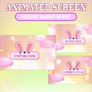 ANIMATED Twitch Stream Package / Cute Pink White Dreamy Sparkle Bunny ...