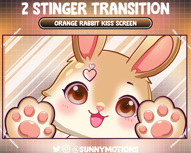 Stream And Rabbit Base 2 Animated Orange Rabbit Kiss Screen Stream Stinger Transition, Bunny ...