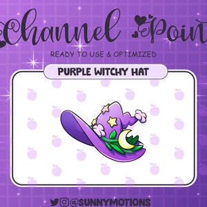 Lila Halloween Hexenhut Twitch Channel Point Symbol, Lila Magie Witchcraft Emotes, Stream Grafik Discord, Witchy, Goth, Sub Bit Badge