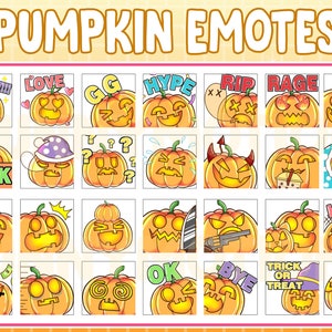 28 Twitch Discord Emotes Cute Pumkin / Halloween Hat Witch / Kawai Emoji / Chibi Orange / Sub Bit Badges RIP Love Booty Lurk Cry Shock Comfy