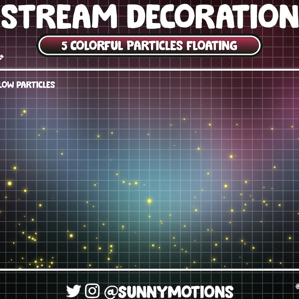 Animated Floating Particles Twitch Overlay, Green Blue Orange Yellow Purple Glowing Dust Fairy Stream Decoration Vtuber, Discord, Mixer