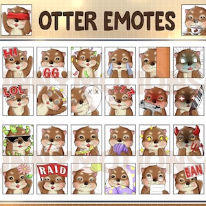 Cute Chibi Kawaii Otter Twitch Discord Mixer Youtube Emotes / Kawai Animal Emoji / Subscriber / Loyalty Sub Bit Badges / Funny Otter Emotes