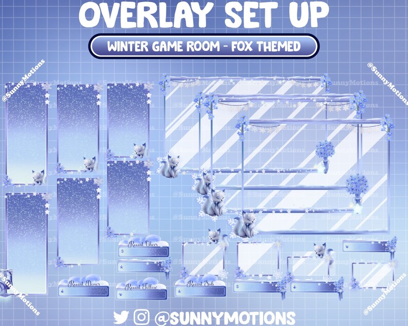 Animated Twitch Stream Package Overlay, Snowflake PC Game Room, Cozy ...