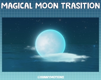 Magical Moon In Night Sky Animated Twitch Stinger Transition / Twitch Scene Transition / Phase Transition Stream / Simple Clean Overlays