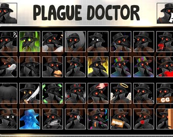 35 Emote per Mixer Discord di Twitch del Dottore della Peste su Youtube, Emoji della Maschera della Peste Nera Leggera di Kawai, Abbonato, Badge di Bit di Abbonamento Fedeltà Punti Canale