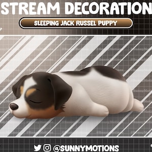 Animated Stream Decoration Animal: Lo-fi Aesthetic Sleeping Jack Russell Terrier, Tri-color Pembroke Welsh Corgi, Cute Puppy Twitch Overlay