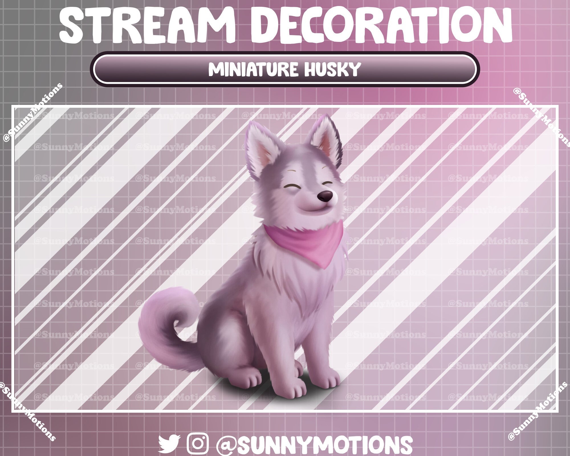 Animated Stream Decoration: Aesthetic Fluffy Miniature Husky Sitting ...