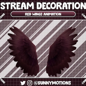 Animierte Stream Dekoration: Lo-fi Ästhetische Dark Crimson Rot Teufel Flügel, Animierte Engel Flügel, Halloween Night Evil Add-on Twitch Overlay