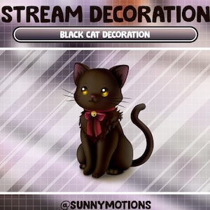 Animated Stream Decoration Animal Soft Plushy Toy / Lofi Aesthetic Black Kitty / Moon Cat Animation / Cute Meow Add-on Kawaii Twitch Overlay