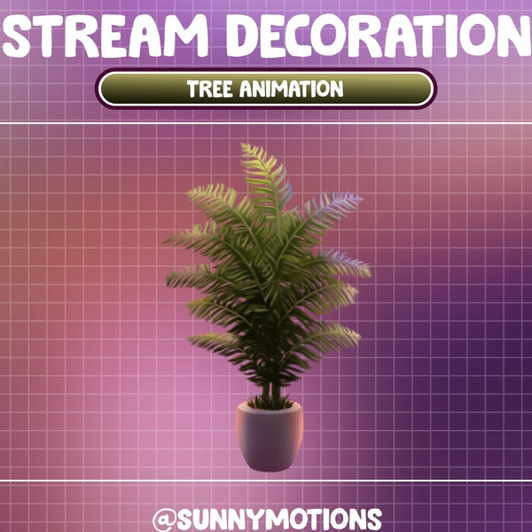 Animated Stream Decoration Ornamental Coconut Tree / Kawaii Lo-fi Aesthetic / Love Cozy Plant Twitch Overlay Add-on / Cute Vtuber Accessory