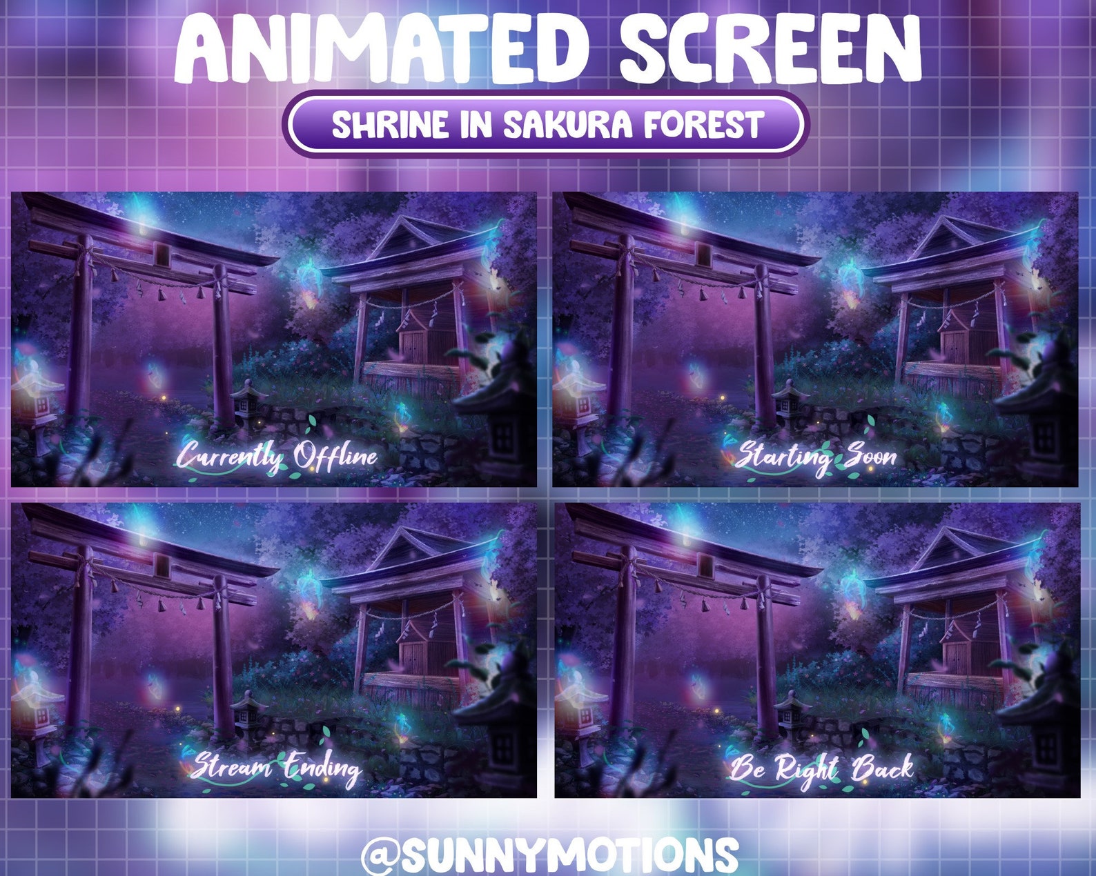 Animated Twitch Stream Package Overlay / Shrine Soul Flames at Night ...