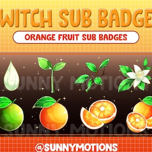 Orange Fruit Twitch Sub Badges / Bit Badges / Emote Cute Lovely Orange / Kawaii Fruit Collection / Spark / Streamer / Subscriber Badges