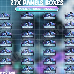 27x Forest Twitch Panels / Glowing Spirit Forest / Moon Light Forest Design Streamer Graphics / Fireflies / Mushroom / Glowing Tree / Flower