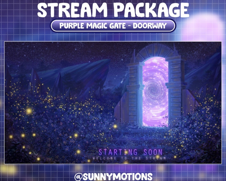 ANIMATED Twitch Overlay Stream Package: Purple Magical Gate / Fantasy ...