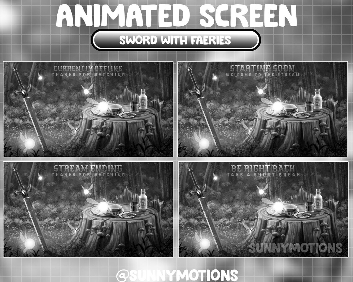 Table Weapons Overlay ANIMATED Stream Package / Warrior Fantasy Sword Twitch Overlay / Black ...
