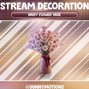 Animated Twitch Stream Decoration: Night Bellis Perennis / Small White Daisy Flowers / Lofi Aesthetic Daisies / Add-on Kawaii Twitch Overlay