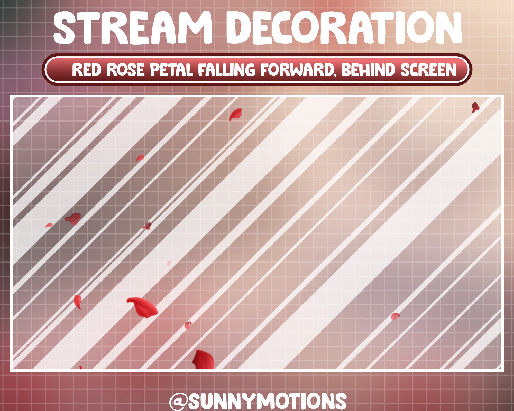 Animated Stream Decoration: Red Rose Petals Falling Forward, Behind Screen / Love Passion / Aesthetic Valentine's Day Add-on Twitch Overlay
