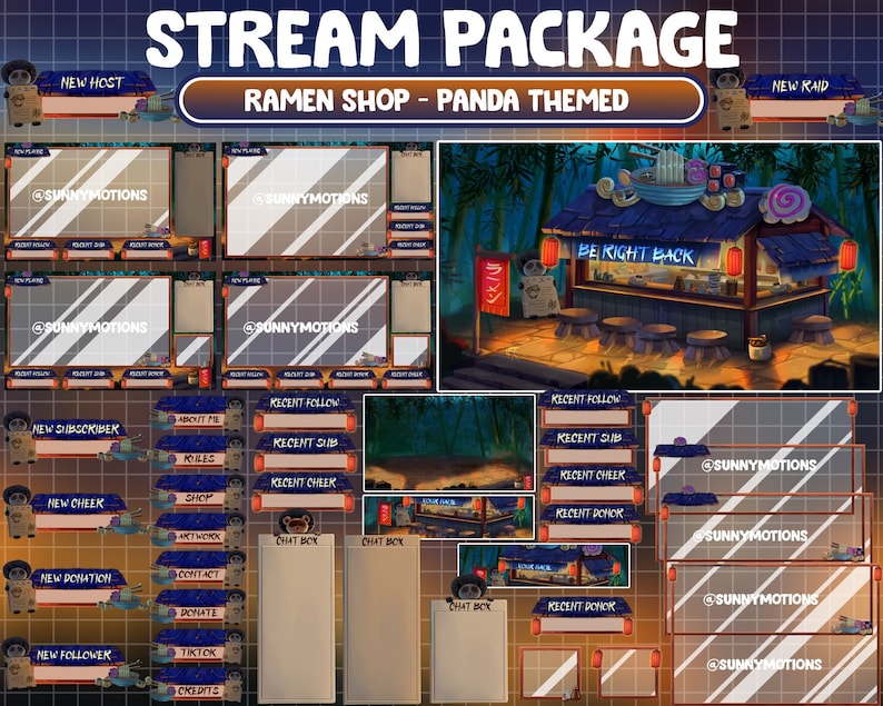 Recent Sub FULL ANIMATED Twitch Stream Package / Mystic Ramen Shop Japan Scene ...