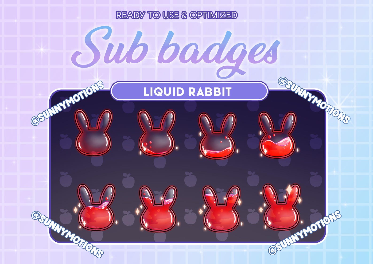 Steam Rabbit Badges 8 Dark Red Liquid Rabbit Bottle Twitch Sub Bit Badges, Kawaii Magic ...