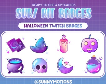 Halloween Twitch Sub Badges / Witch Pastel Goth / Subscriber Badges / Ghost / Pumpkin / Spooky / Hat / Liquid Poison / Candle / Streamer