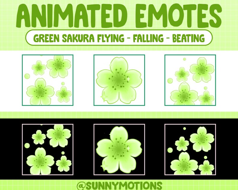Spring Emotes Animated Twitch Emotes: Pastel Green Sakura Flower, Falling Beating ...