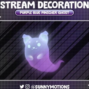 Animated Stream Decoration: Aesthetic Purple Teal Pinscher Ghost, Scary Halloween Dead Boxer Dog, Horror Night Game Room Add Twitch Overlay