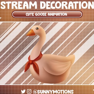 Animated Stream Decoration Animal Soft Plushy Toy: Lo-fi Aesthetic Goose Game Room , Geese Twitch Overlay, Mother Ducky, Duck Kawaii Add-on
