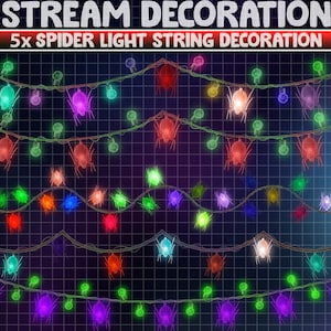 Animated Stream Decoration: Spooky Spider Light String / Aesthetic Witchy Theme/ Halloween Twinkle Lights Chain / Bulb Add-on Twitch Overlay