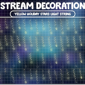 4x Animated Stream Decoration: Yellow Stars Lightsa String / Holiday Cozy Aesthetic / Twinkle Chain / Add-on Twitch Overlay / Vtuber Assets