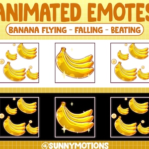 Animated Twitch Emotes / Pastel Yellow Banana Fruit / Falling, Beating, Pounding, Raining Banana Emoji / Cute Emotes For Streamer Discord