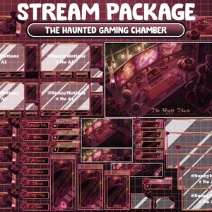 Ensemble de diffusion animée : configuration de la console de la salle de jeu hantée, cauchemar fantastique d'un chat noir sorcière, alerte de scène avec manette Spooky Pumpkin Crypt
