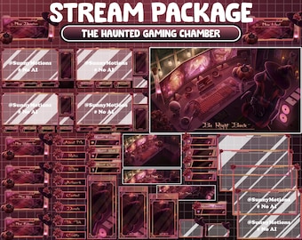 ANIMATED Stream Package: Cozy Gothic Gaming Twitch Overlay, glowing Jack-o'-lantern, Skull, Candles, Tea, Black Cat, Witch, Dark Academia