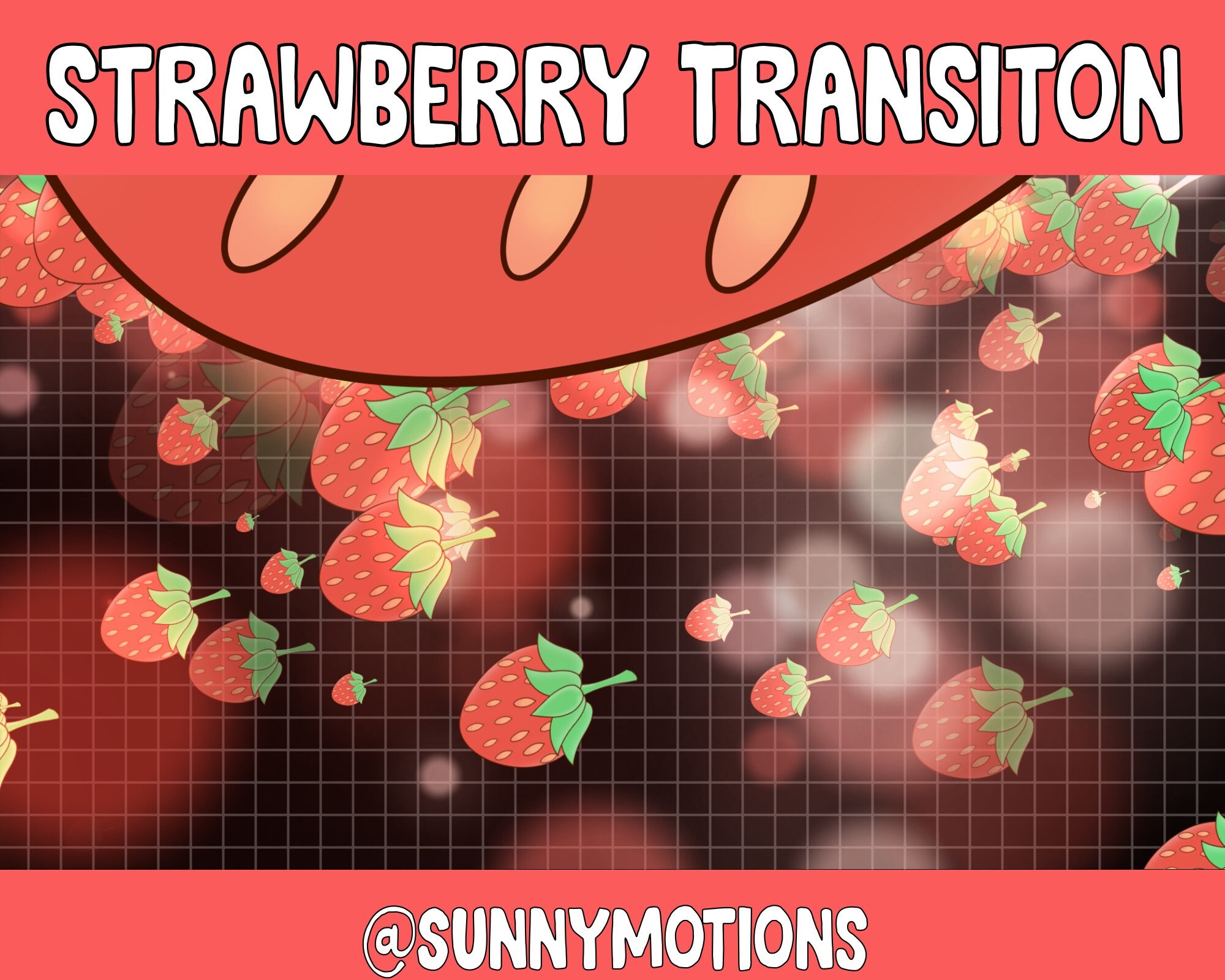 Strawberry Fruit Animated Twitch Scene Stinger Transition - Kawaii