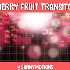 Cherry Fruit Animated Twitch Scene Stinger Transition - Kawaii Cherry Fruit / Twitch / Stream Graphics / Streamer / Cute Twitch Overlay