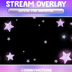 Decoración de transmisión animada: Estrellas de diamantes de cristal centelleantes en la galaxia / Noche estrellada estética de baja fidelidad / Superposición de hologramas con destellos en Twitch