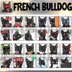 Chibi Kawaii Francuski Buldog Twitch Discord Mixer Youtube Emotes / Domowe Zwierzęta Emoji / Subskrybent / Lojalność Sub Bit Odznaki / Słodkie Pitbulle
