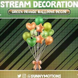 Geanimeerde stroomdecoratie: Ballonnen Happy Birthday Party, Groen Oranje St. Patrick's Day Party, Shamrock Vier jubileum Twitch Add on