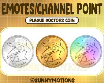 Gold Plague Doctors Coin Twitch Emotes / Cool Channel Points / Silver Mask Steampunk / Rainbow Galaxy Streamer Graphics / Sub Bit Badges