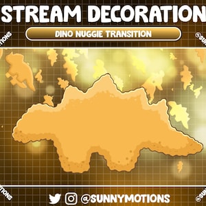 2x Animated Twitch Stinger Transition: Dino Nuggie, Dinosaur Yellow Orange Twitch Stinger for Streamers, YouTube, Discord, OBS