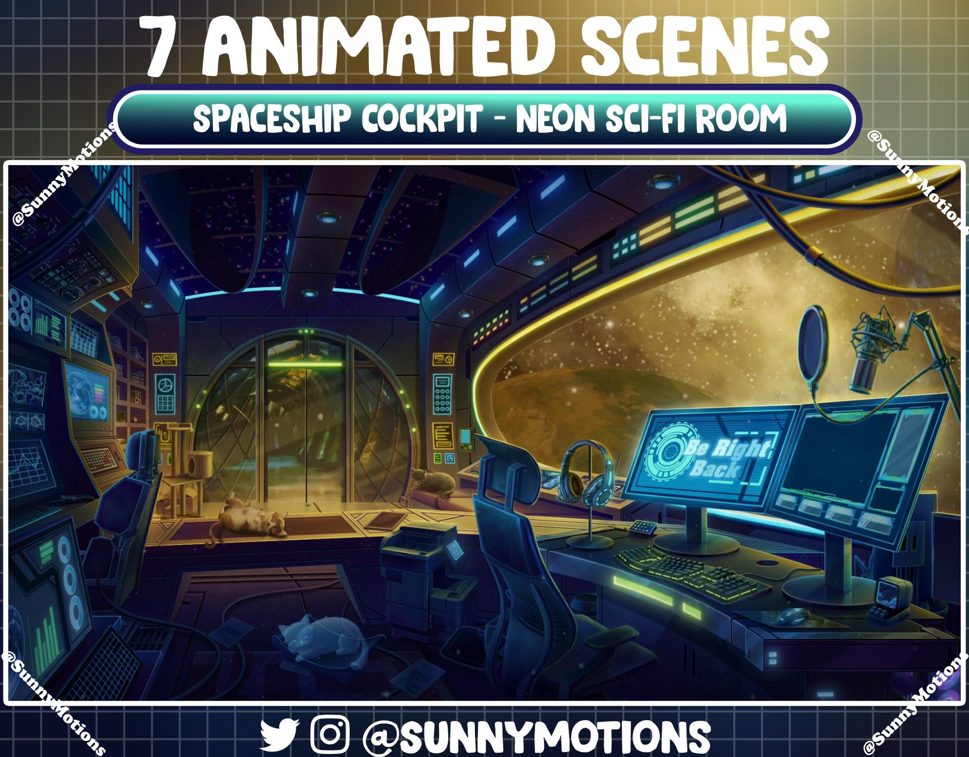 ANIMATED Stream Package: Spaceship Cockpit, Galaxy Nebula Twitch ...
